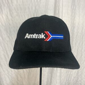 Black AMTRAK Hat Adjustable Adult Embroidered Amtrak & Logo
